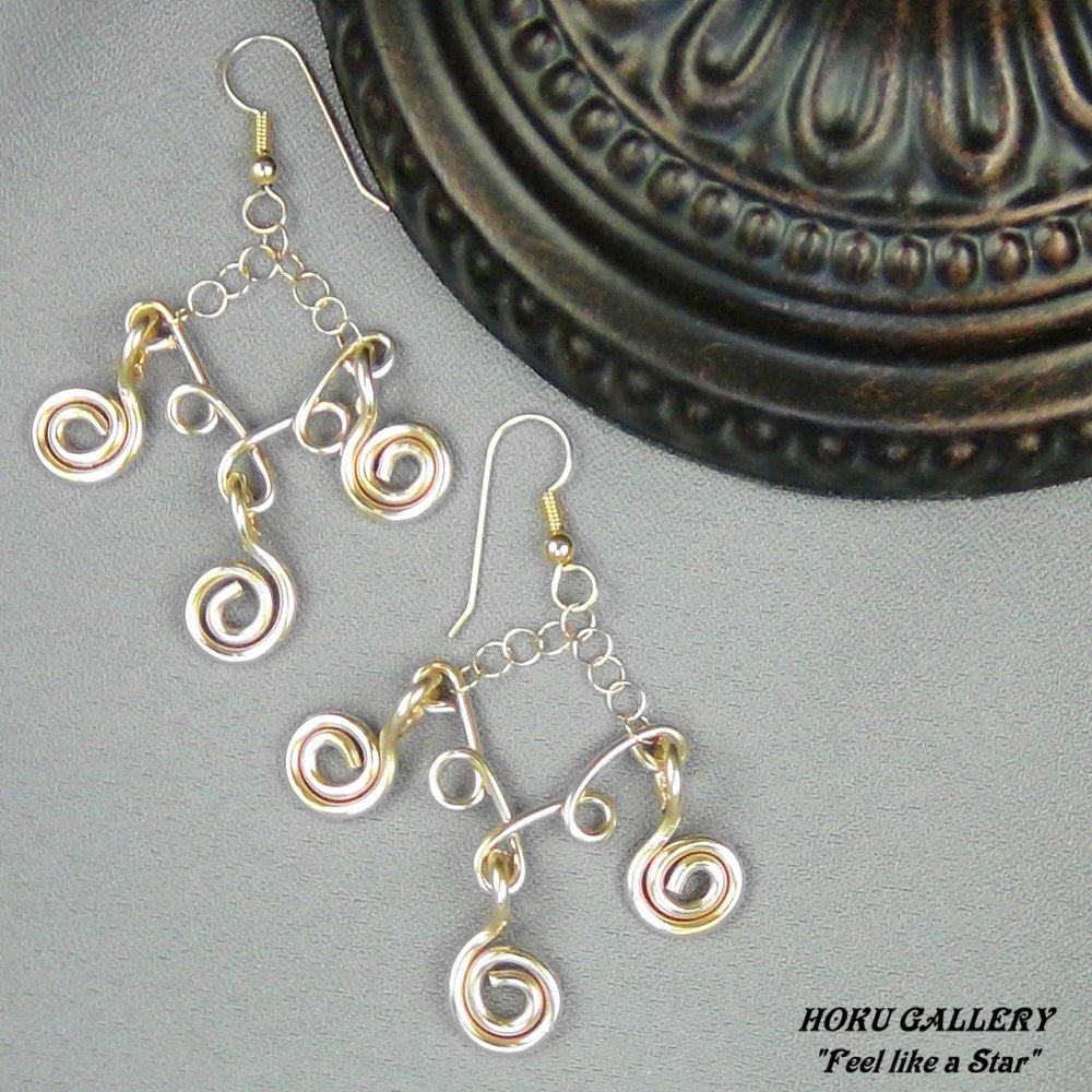 NWOT Handmade, 14k Gold Filled, Wirewraped Earrings!!!    2 3/4"